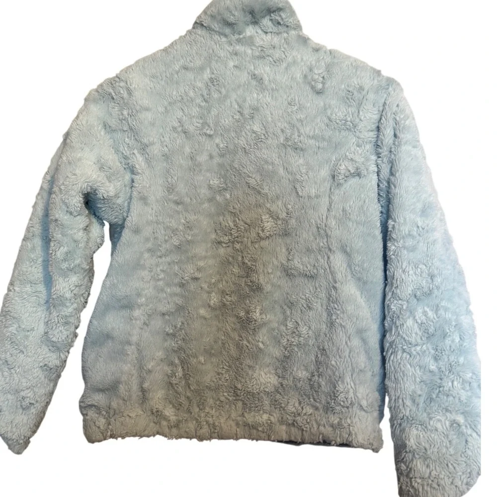 The North Face Girl Med 10/12 Reversible Mossbud Swirl Puffer Coat ice blue gray